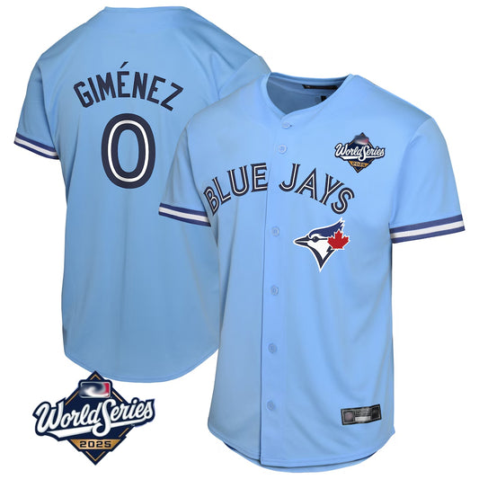 Toronto Blue Jays #0 Andres Gimenez Player Blue 2025 World Series Game Stitched Baseball Jerseys