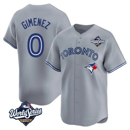 Toronto Blue Jays #0 Andres Gimenez Player Gray 2025 World Series Game Stitched Baseball Jerseys