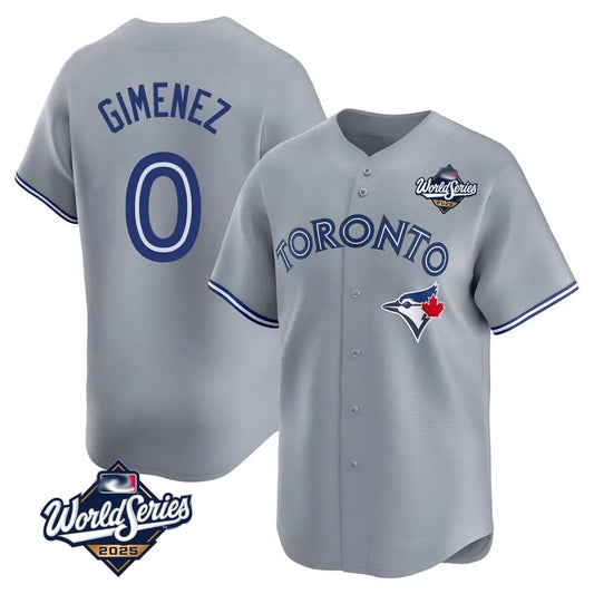 Toronto Blue Jays #0 Andres Gimenez Player Gray 2025 World Series Game Stitched Baseball Jerseys