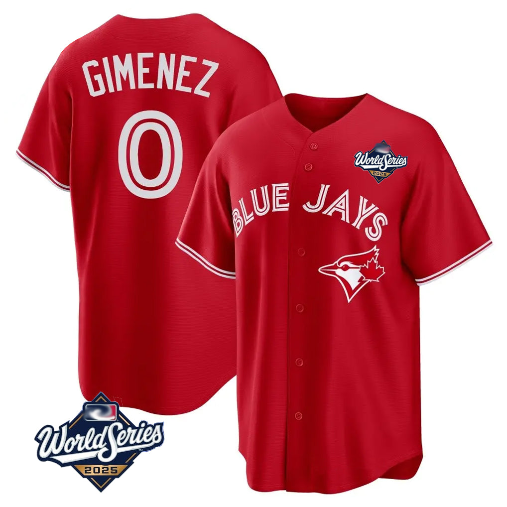 Toronto Blue Jays #0 Andres Gimenez Player Red 2025 World Series Limited Stitched Baseball Jerseys