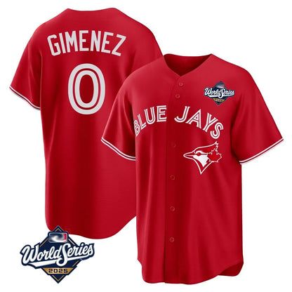 Toronto Blue Jays #0 Andres Gimenez Player Red 2025 World Series Limited Stitched Baseball Jerseys