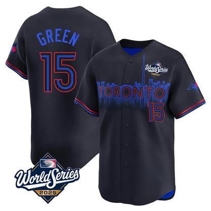Toronto Blue Jays #15 Chad Green Player Black&Blue 2025 World Series City Connect Stitched Baseball Jerseys