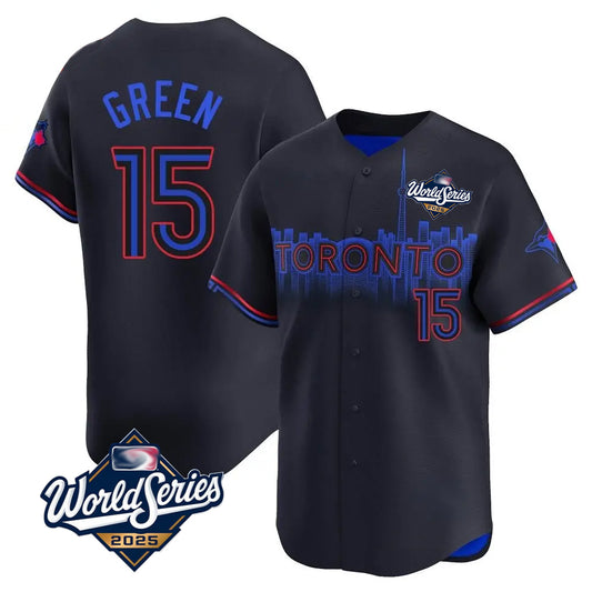 Toronto Blue Jays #15 Chad Green Player Black&Blue 2025 World Series City Connect Stitched Baseball Jerseys