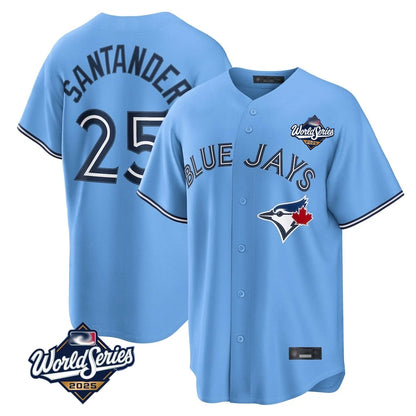 Toronto Blue Jays #25 Anthony Santander Player Blue 2025 World Series Home Limited Stitched Baseball Jerseys