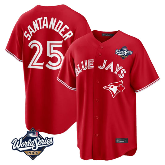 Toronto Blue Jays #25 Anthony Santander Player Red 2025 World Series Home Limited Stitched Baseball Jerseys