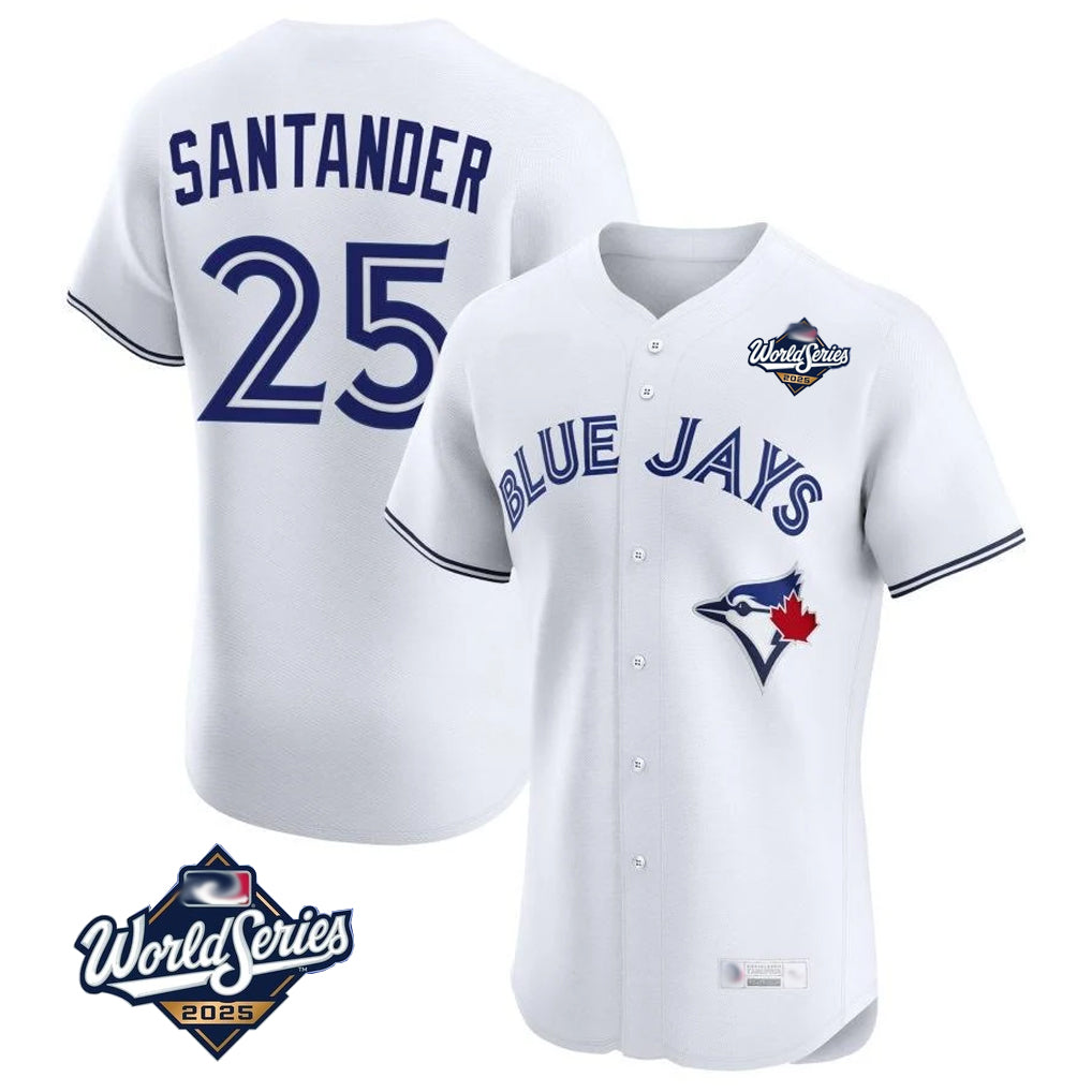 Toronto Blue Jays #25 Anthony Santander Player White 2025 World Series Elite Limited Home Stitched Baseball Jerseys