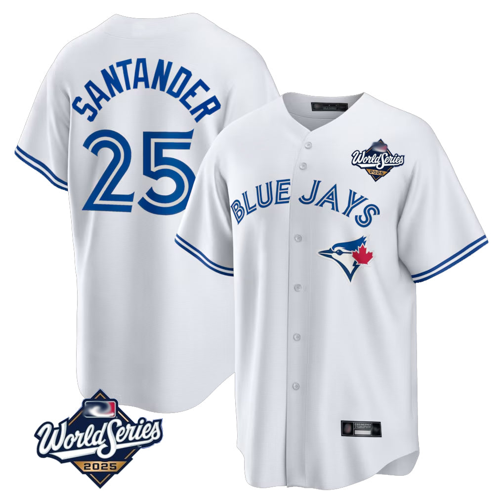 Toronto Blue Jays #25 Anthony Santander Player White 2025 World Series Game Stitched Baseball Jerseys