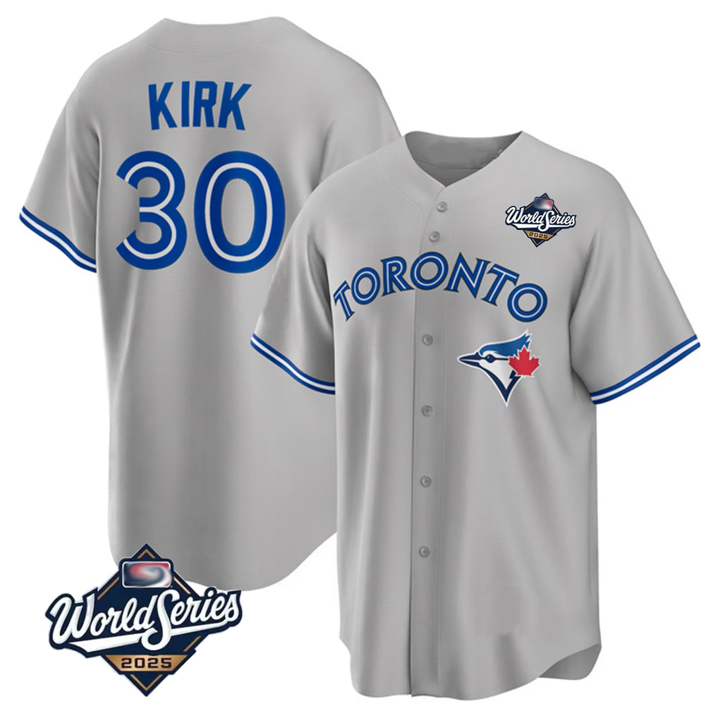 Toronto Blue Jays #30 Alejandro Kirk Player Gray 2025 World Series Limited Stitched Baseball Jerseys