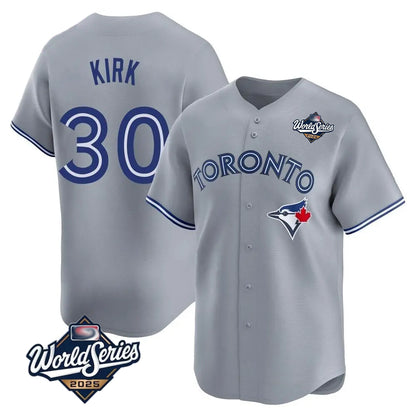 Toronto Blue Jays #30 Alejandro Kirk Player Gray&Blue 2025 World Series Limited Stitched Baseball Jerseys