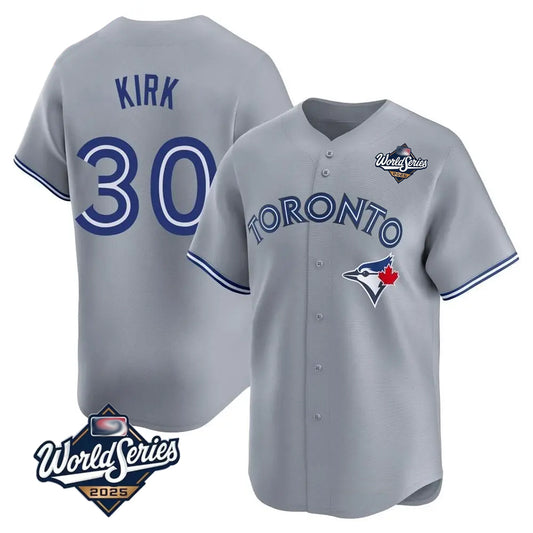 Toronto Blue Jays #30 Alejandro Kirk Player Gray&Blue 2025 World Series Limited Stitched Baseball Jerseys