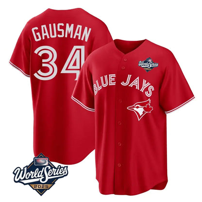 Toronto Blue Jays #34 Kevin Gausman Player Red 2025 American League All Stitched Baseball Jerseys