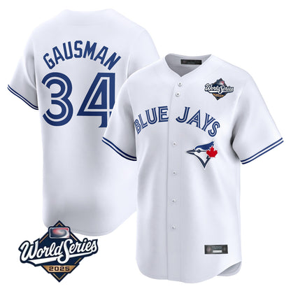 Toronto Blue Jays #34 Kevin Gausman Player White 2025 World Series Home Limited Stitched Baseball Jerseys