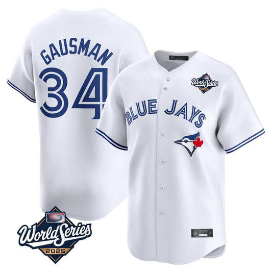 Toronto Blue Jays #34 Kevin Gausman Player White 2025 World Series Home Limited Stitched Baseball Jerseys