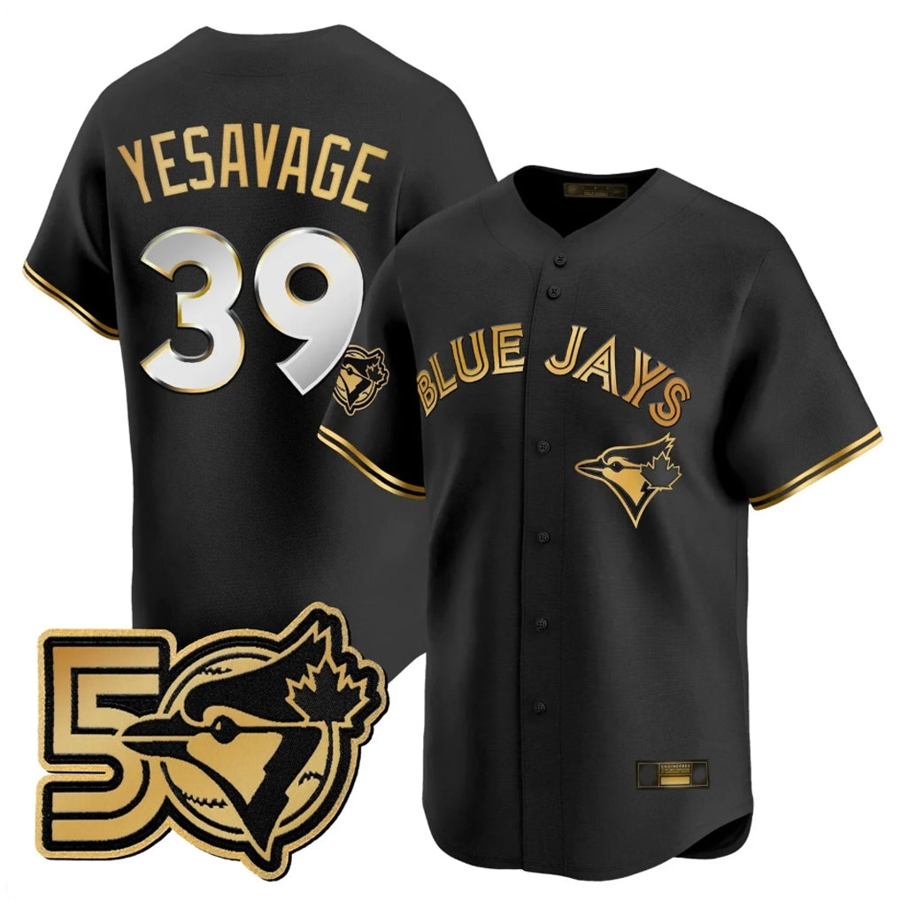 Toronto Blue Jays #39 Trey Yesavage Player Black 50 Seasons Patch Vapor Premier Limited All Stitched Baseball Jerseys