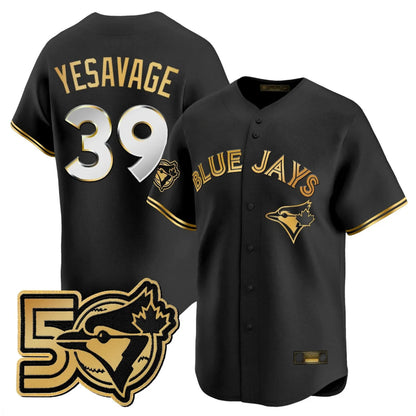 Toronto Blue Jays #39 Trey Yesavage Player Black 50 Seasons Patch Vapor Premier Limited All Stitched Baseball Jerseys