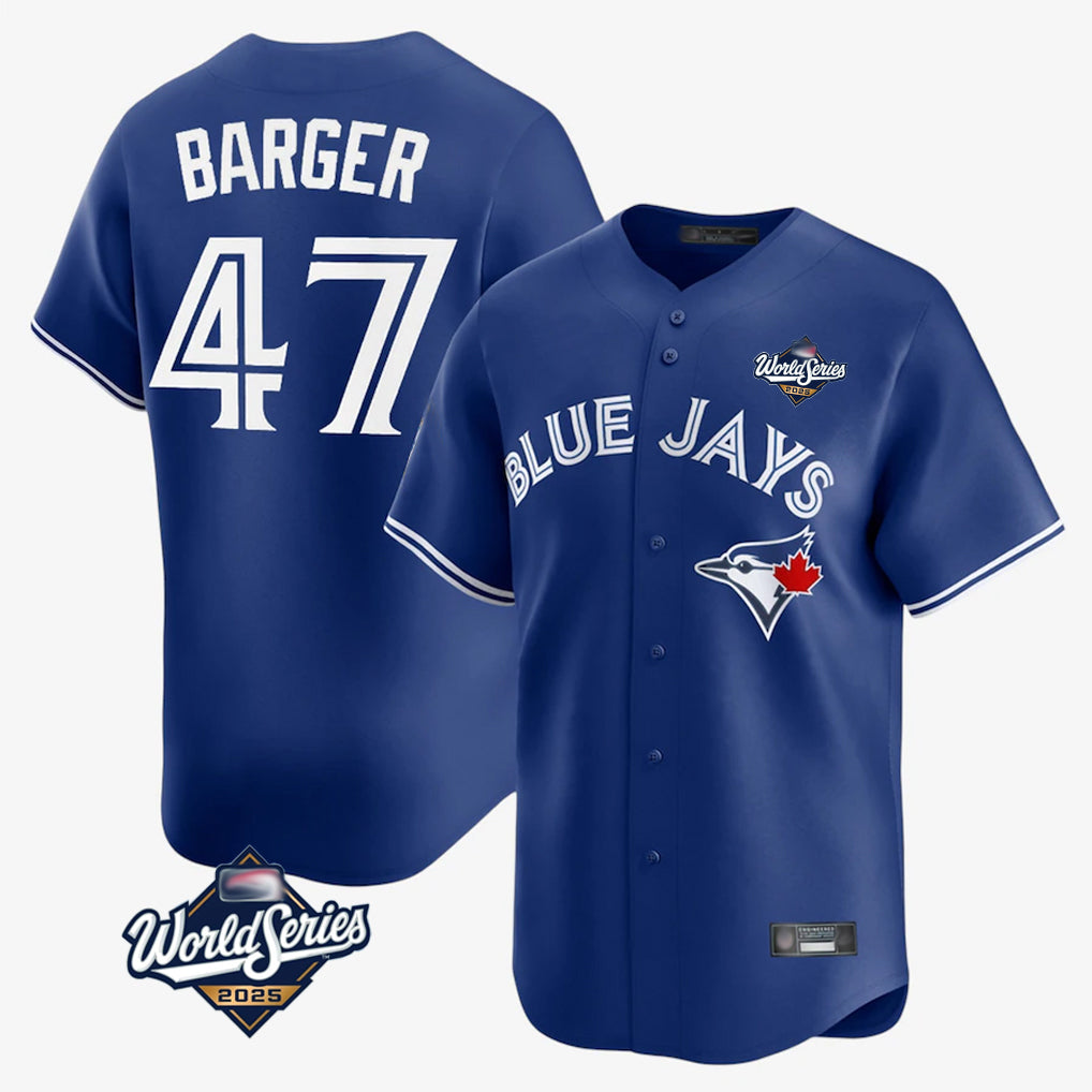 Toronto Blue Jays #47 Addison Barger Player Navy 2025 World Series Limited Stitched Baseball Jerseys
