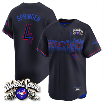 Toronto Blue Jays #4 George Springer Player Black 2025 American League City Connect Limited Stitched Baseball Jerseys