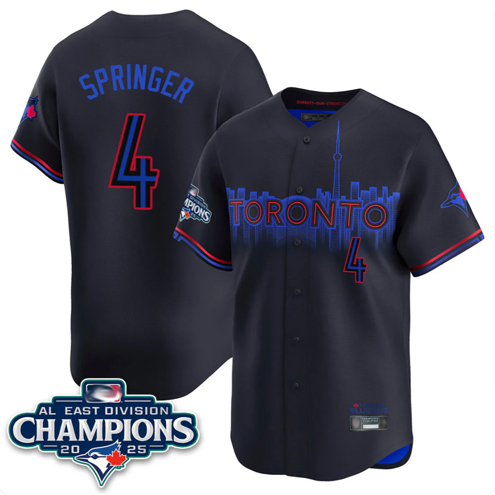 Toronto Blue Jays #4 George Springer Player Black AL East Division City Connect Limited Stitched Baseball Jerseys