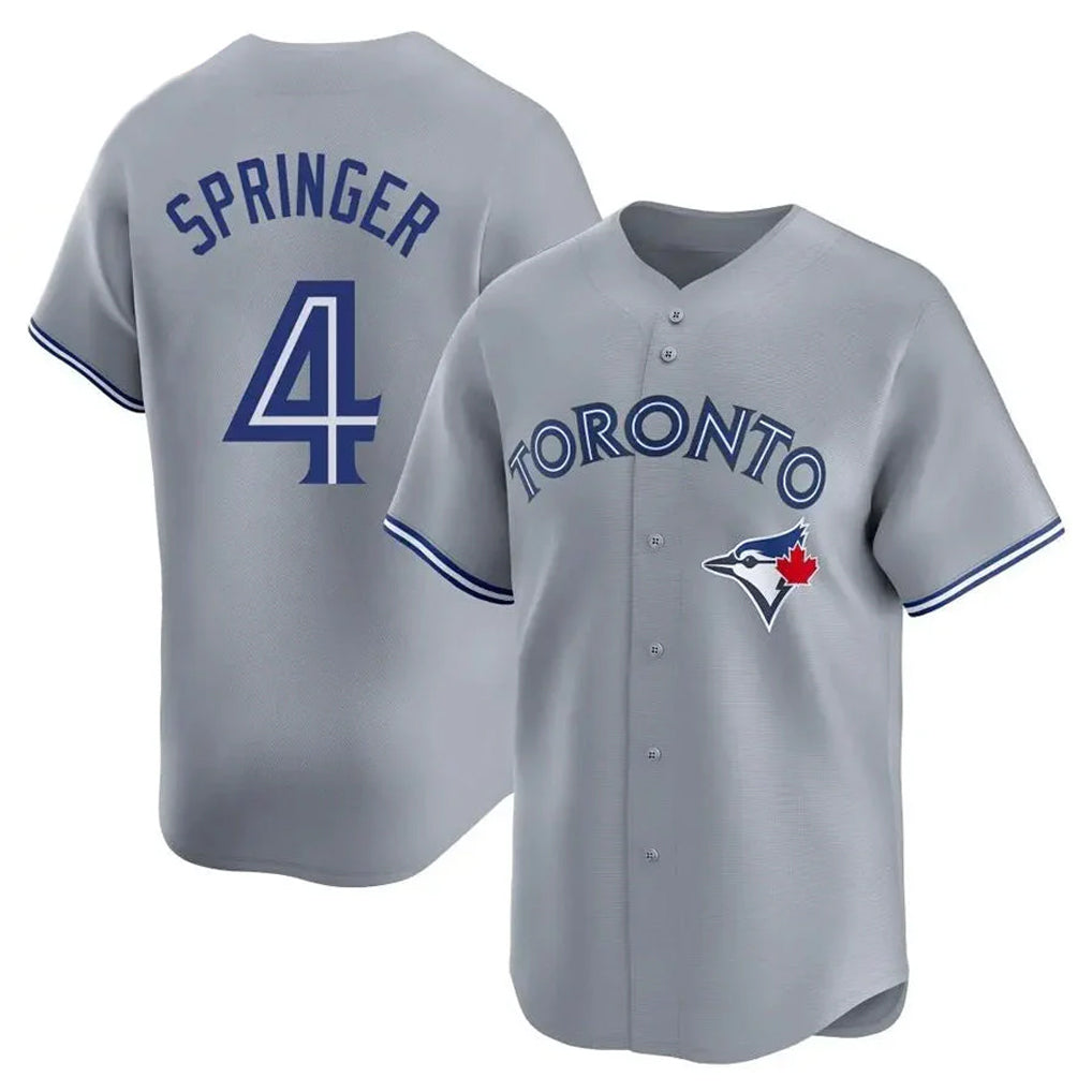 Toronto Blue Jays #4 George Springer Player Gray Home Limited Stitched Baseball Jerseys
