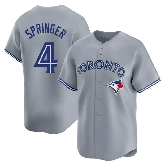 Toronto Blue Jays #4 George Springer Player Gray Home Limited Stitched Baseball Jerseys