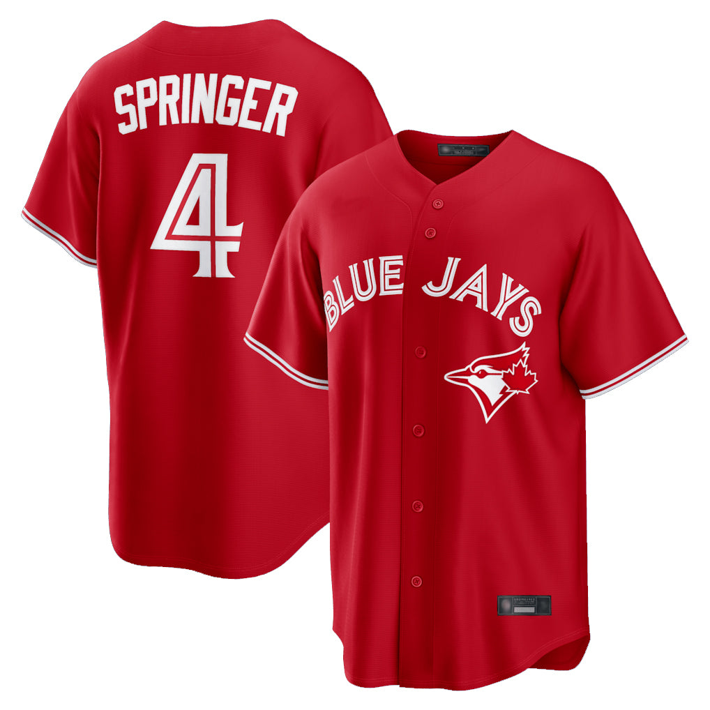 Toronto Blue Jays #4 George Springer Player Red Home Game Stitched Baseball Jerseys