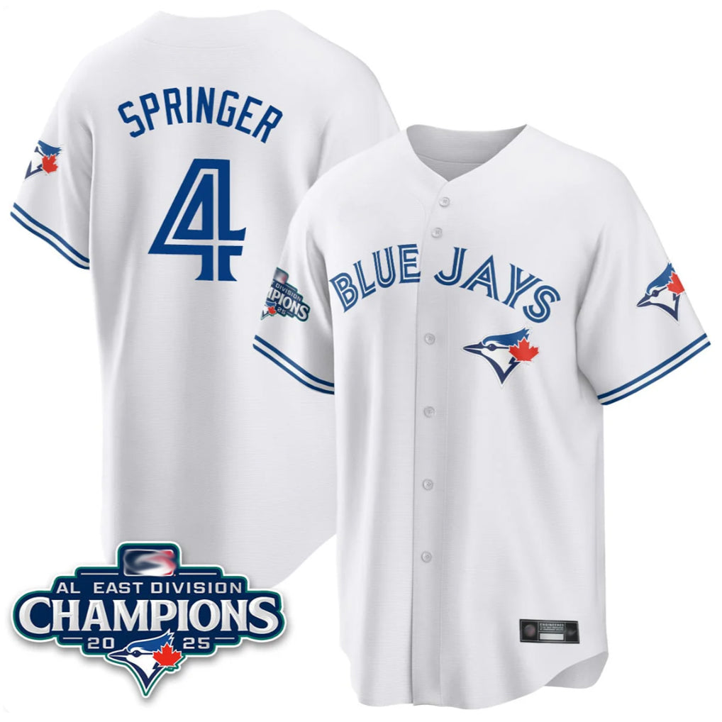 Toronto Blue Jays #4 George Springer Player White 2025 World Series Stitched Baseball Jerseys