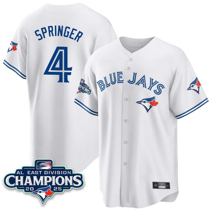 Toronto Blue Jays #4 George Springer Player White 2025 World Series Stitched Baseball Jerseys