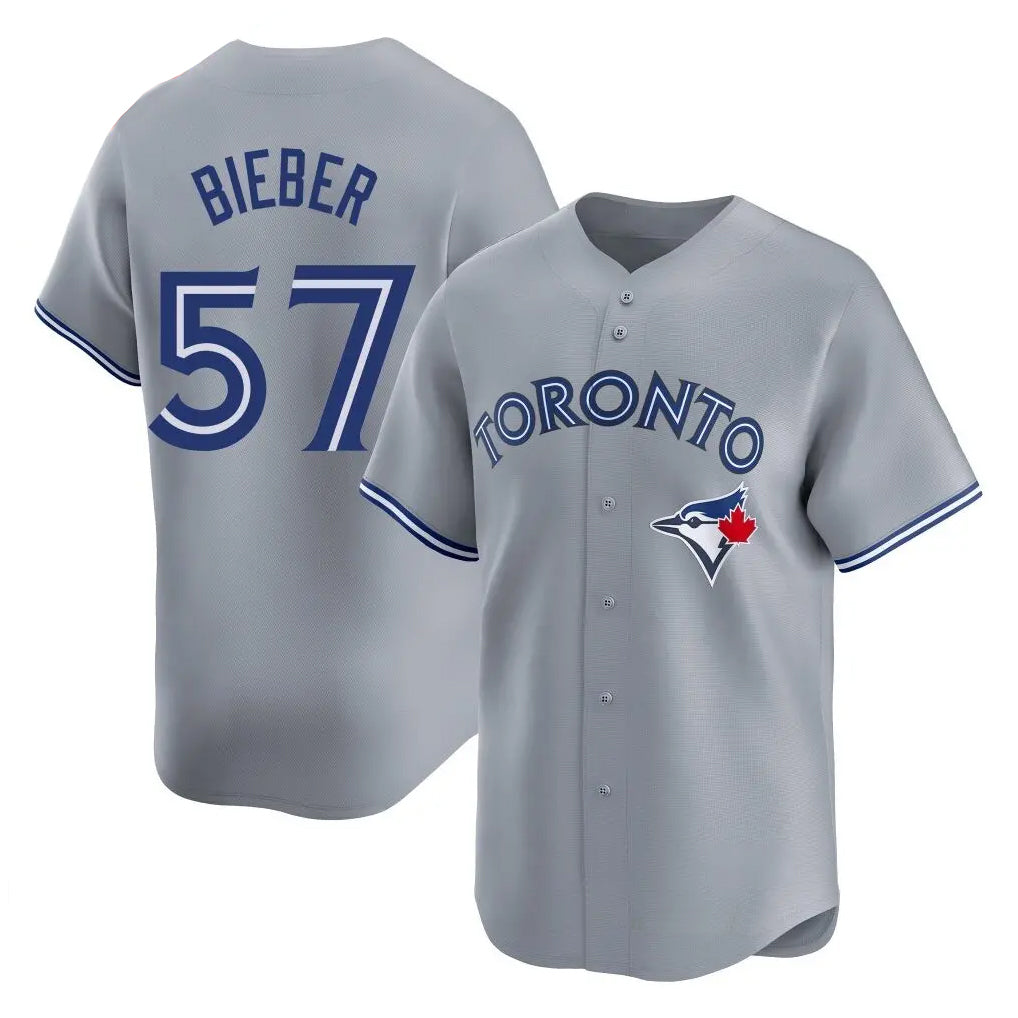 Toronto Blue Jays #57 Shane Bieber Player Gray Home Stitched Baseball Jerseys