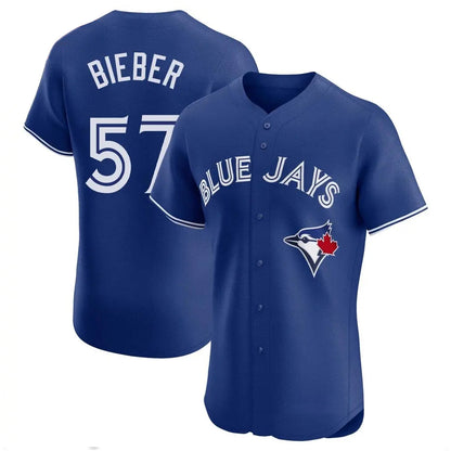 Toronto Blue Jays #57 Shane Bieber Player Royal Elite Home Limited Stitched Baseball Jerseys