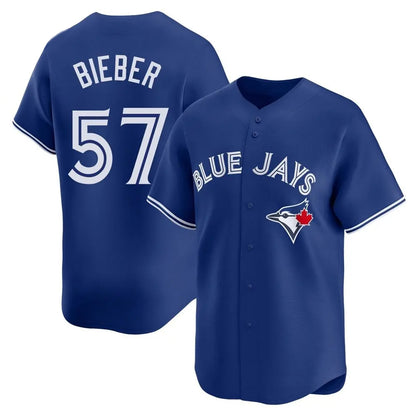 Toronto Blue Jays #57 Shane Bieber Player Royal Home Stitched Baseball Jerseys