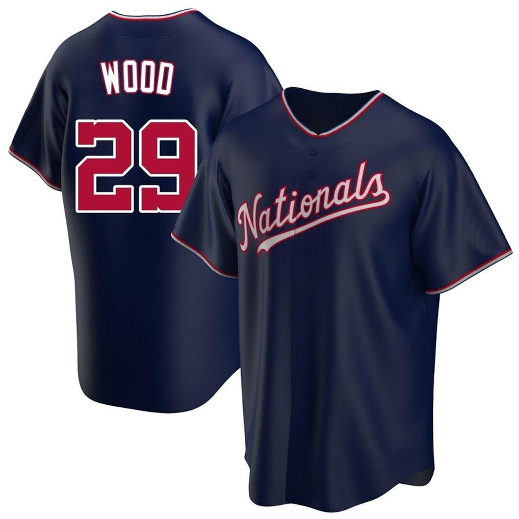 Washington Nationals #29 James Wood Player Navy Blue Replica Game Stitched Baseball Jerseys