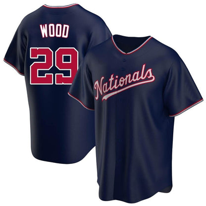 Washington Nationals #29 James Wood Player Navy Blue Replica Game Stitched Baseball Jerseys