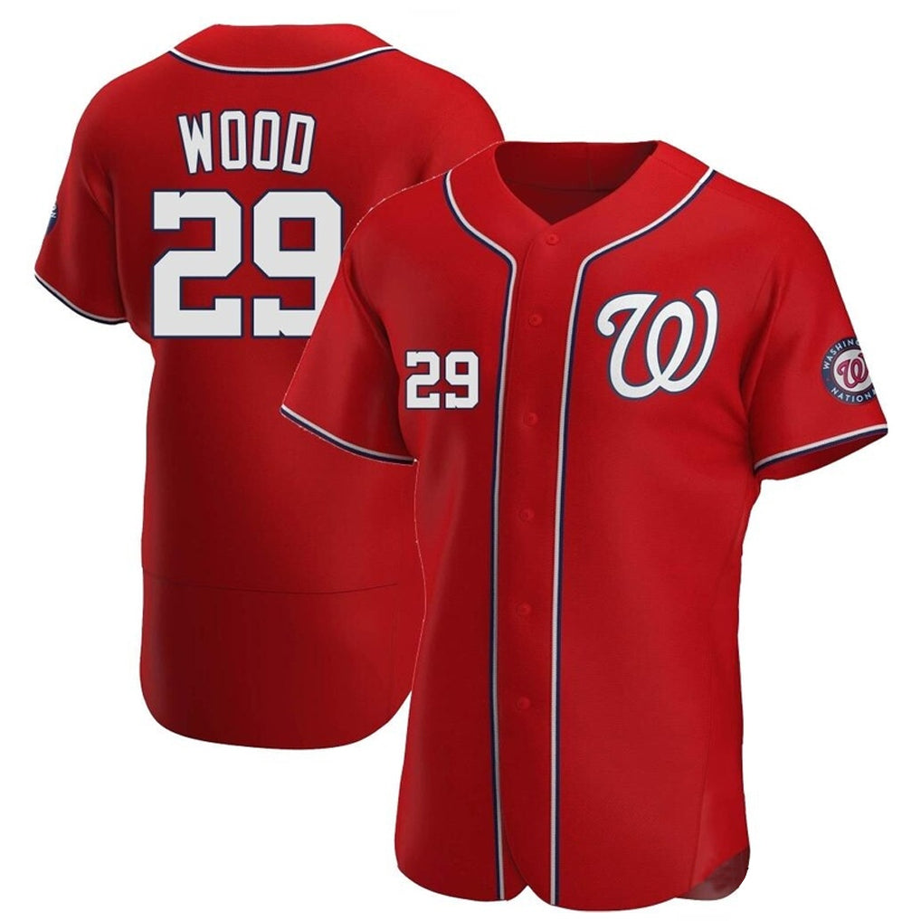Washington Nationals #29 James Wood Player Red Alternate Elite Stitched Baseball Jerseys