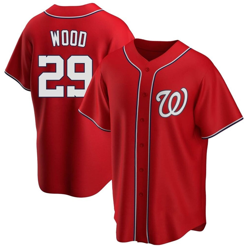 Washington Nationals #29 James Wood Player Red Replica Alternate Stitched Baseball Jerseys
