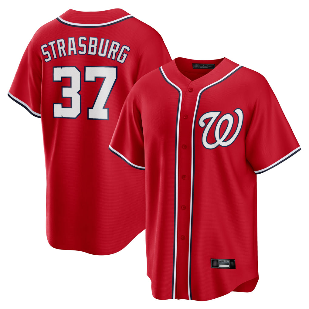 Washington Nationals #37 Stephen Strasburg Player Red Alternate Replica Player Game Stitched Baseball Jerseys