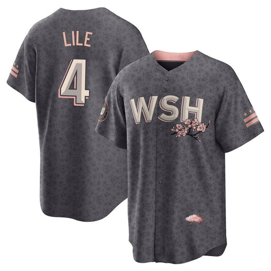 Washington Nationals #4 Daylen Lile Player Charcoal City Connect Limited  Stitched Baseball Jerseys