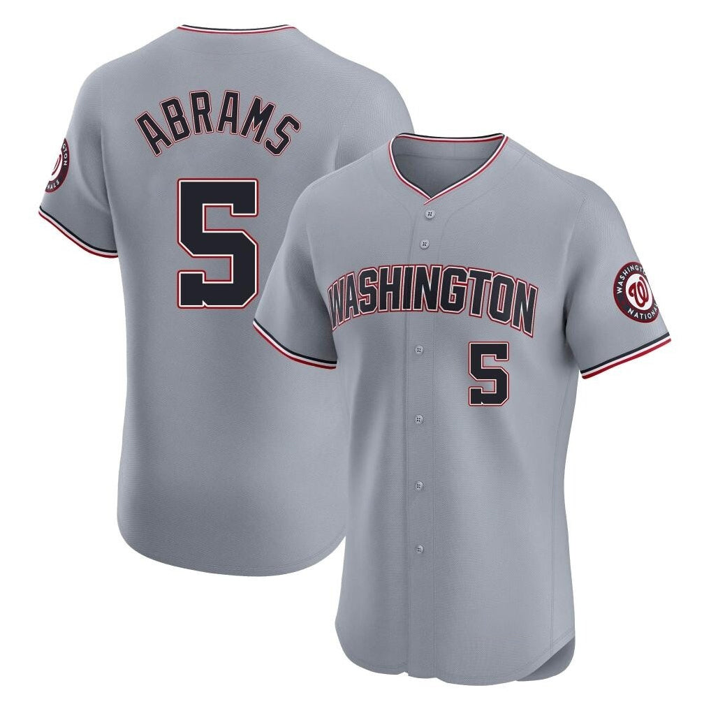 Washington Nationals #5 CJ Abrams Player Gray Elite Road Replica Stitched Baseball Jerseys
