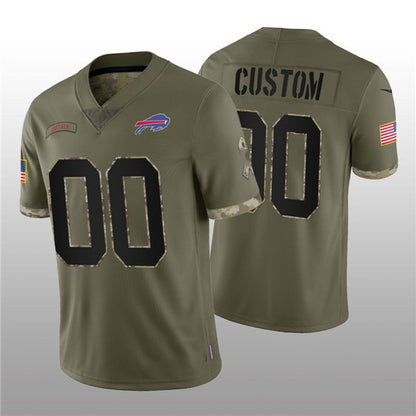 Custom B.Bills ACTIVE PLAYER 2022 Olive RONA Salute To Service Limited Stitched Jersey