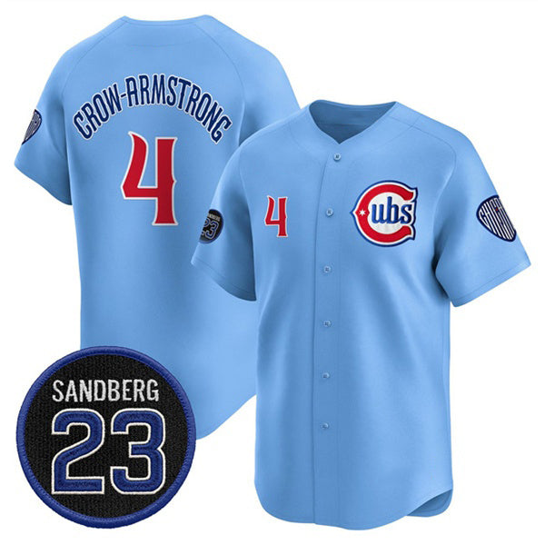 Chicago Cubs #4 Pete Crow-Armstrong Blue RONA 'Ryne Sandberg Tribute' Vapor Limited V2 Stitched Jersey