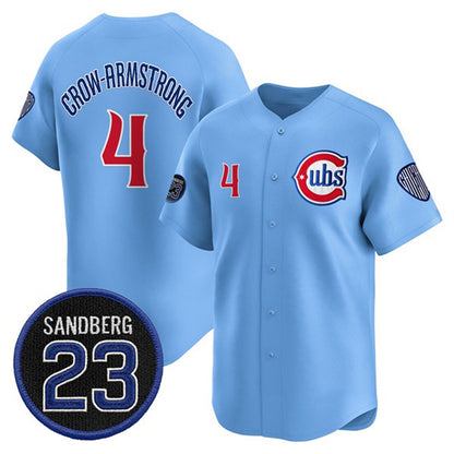 Chicago Cubs #4 Pete Crow-Armstrong Blue RONA 'Ryne Sandberg Tribute' Vapor Limited V2 Stitched Jersey