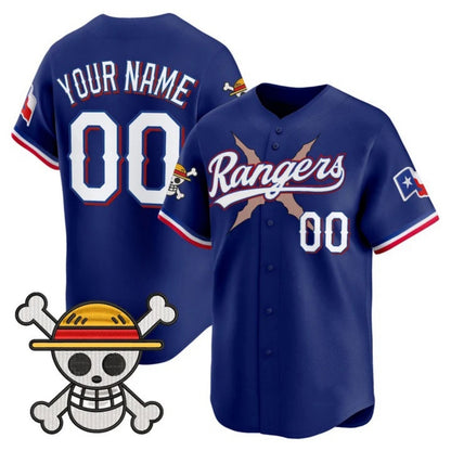 Custom Texas Rangers x One Piece Royal RONA Vapor Premier Limited Jersey - Stitched