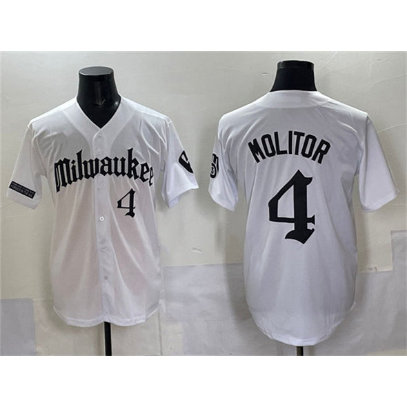 Milwaukee Brewers #4 Paul Molitor White RONA 'Gothic 414 Shadows Edition' Vapor Premier Limited Stitched Jersey