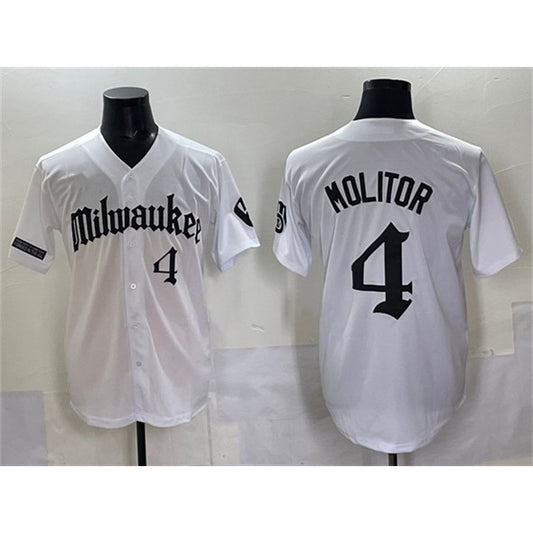 Milwaukee Brewers #4 Paul Molitor White RONA 'Gothic 414 Shadows Edition' Vapor Premier Limited Stitched Jersey