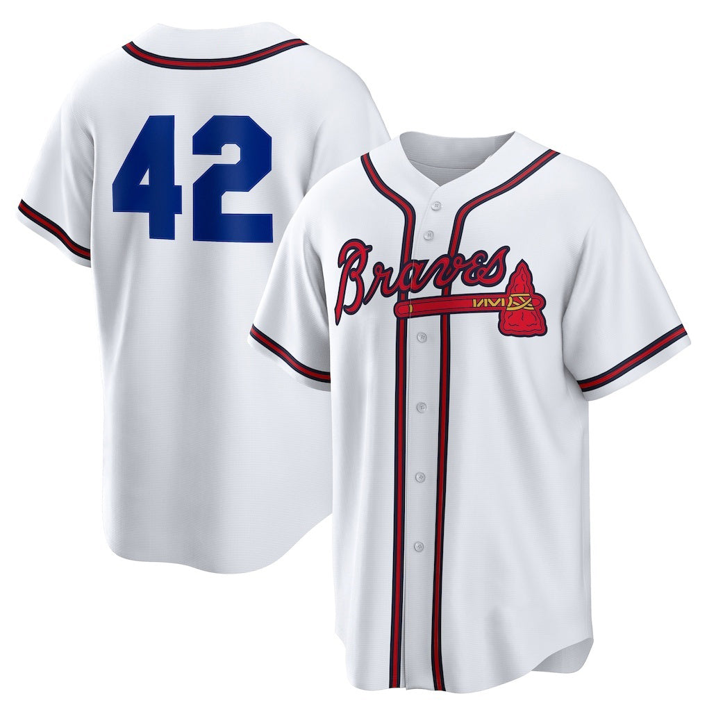 Atlanta Braves #42 Jackie Robinson White RONA Home 2025 Day Replica Jersey