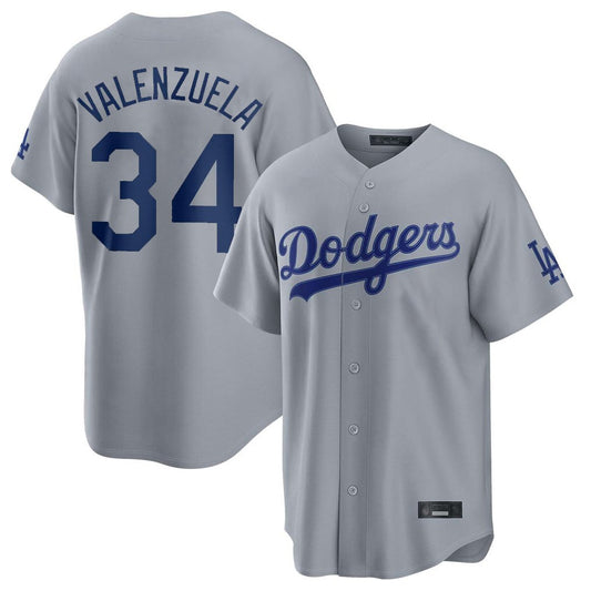 Los Angeles Dodgers #34 Fernando Valenzuela Player Gray RONA Game Stitched Jerseys
