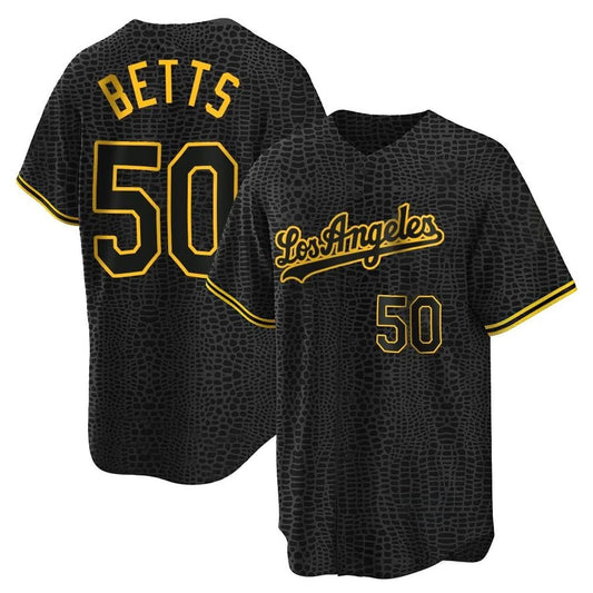 Los Angeles Dodgers #50 Mookie Betts Player Black Gold RONA Limited Home Stitched Jerseys
