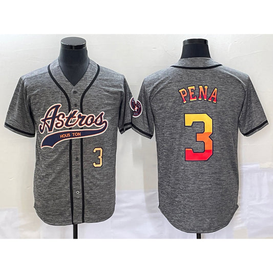 Houston Astros #3 Jeremy Pena Number Grey RONA Gridiron Cool Base Stitched Jersey