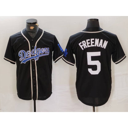 Los Angeles Dodgers #5 Freddie Freeman Black RONA Cool Base With Patch Stitched Jersey