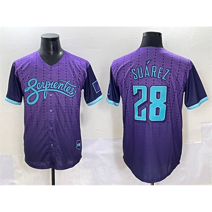 Arizona Diamondbacks #28 Eugenio Su¨¢rez Purple RONA 2025 City Connect Limited Stitched Jersey