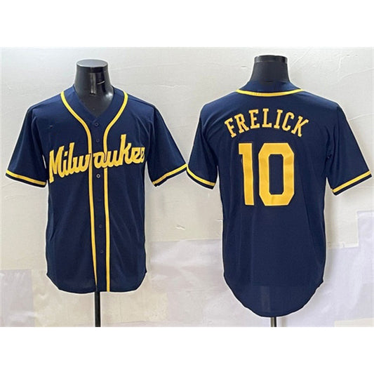 Milwaukee Brewers #10 Sal Frelick Navy RONA Cool Base Stitched Jersey
